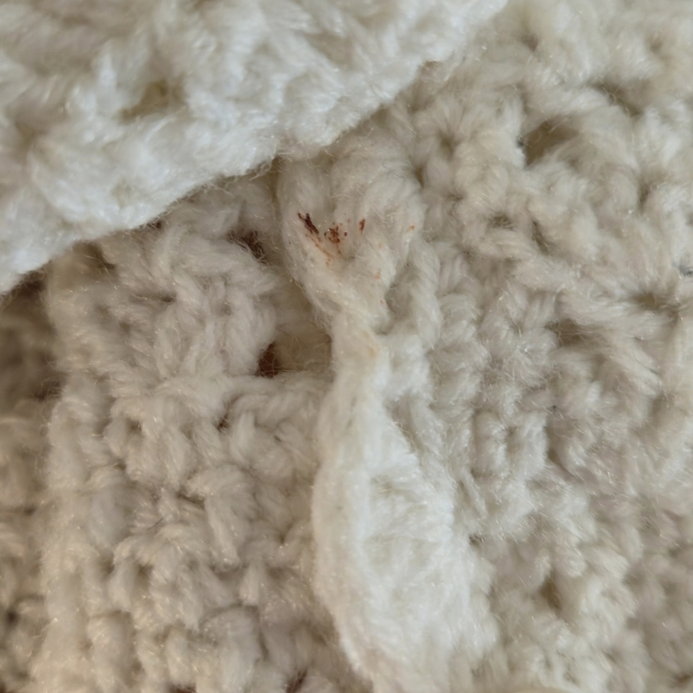 Vintage Crochet Longline Cardigan Pearl Button Coquette White L/XL - Picture 14 of 14